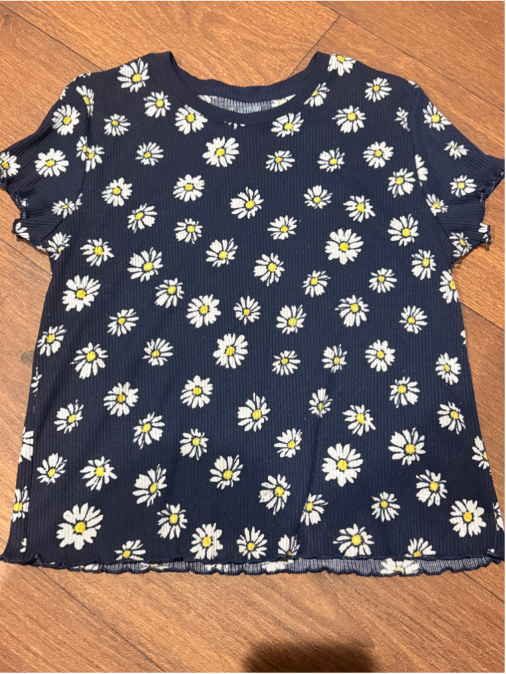 Girls Old Navy Daisy Print Short Sleeve Tee Navy White XL